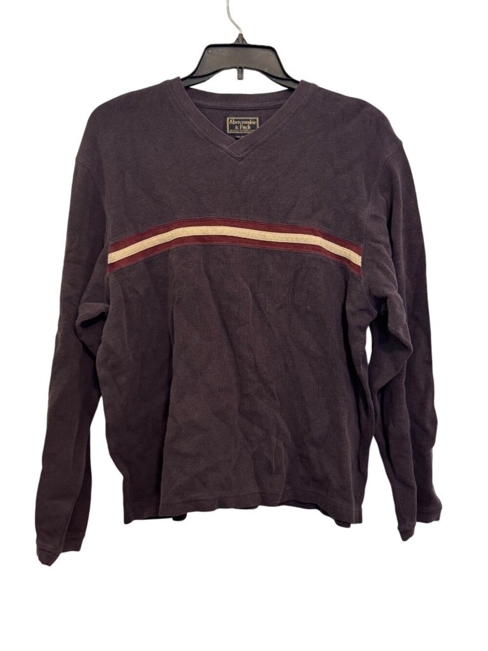 vintage Abercrombie & Fitch Mens V-Neck Pullover Sweater  Large 100% Cotton